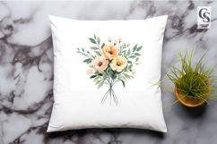 Watercolor Peach Rose Bouquet Clipart Sublimation PNG Product Image 2