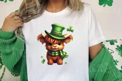 St Patricks Day Highland Cow Clipart, Highland Cow Clipart Product Image 2