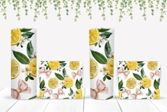 Watercolor Lemon Tumbler Wrap, Pink Bows Tumbler Sublimation Product Image 2