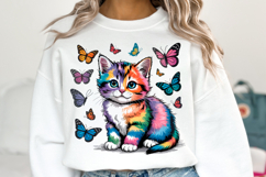 Cat &amp; Butterflies svg Design | Svg Cut Files | Shirt Svg Product Image 1