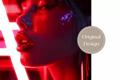 Glossy Lips Tumbler Wrap, Neon Lights Tumbler Sublimation Product Image 2