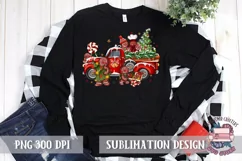 Christmas Gingerbread man PNG Sublimation Red Truck Retro Product Image 3
