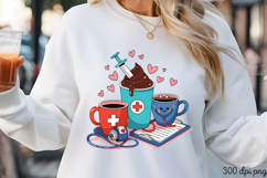 Coffee, books, and heart PNG, Nurse Sublimation PNG Product Image 3