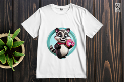 Cute Raccoon With Donut Clipart Sublimation PNG Product Image 2