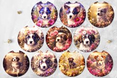 Dogs &amp; flowers | Car coaster &amp; key chain fantasy sublimation Product Image 2