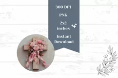 Pink Floral Cross Earrings, Christian Cross Sublimation Product Image 2