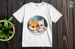 Cute Winter Fox Couple Clipart Sublimation PNG Product Image 2