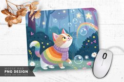 Whimsical Rainbow Cat Mouse Pad PNG Design Product Image 1