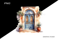 Watercolor Medirerranean Door Clipart Product Image 1
