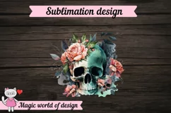 Watercolor skulls with flowers Png Product Image 4