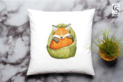 Watercolor Sleeping Fox Clipart PNG Product Image 3