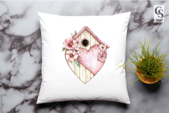 Heart Floral Birdhouse Clipart Sublimation PNG Product Image 2