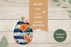 Floral Teardrop Earrings PNG, Sublimation Earrings Design Product Image 2