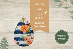 Floral Teardrop Earrings PNG, Sublimation Earrings Design Product Image 2