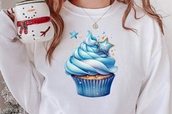 Blue Christmas Watercolor Clipart, Blue Christmas Sublimatio Product Image 2