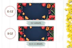 Flowers Mug Wrap, Red Tulips Mug Sublimation Product Image 2