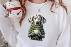 Christmas Dog And Coffee Clipart, Christmas Clipart Product Image 2