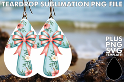 Trendy Teardrop Earrings PNG, Flower Cross Product Image 1