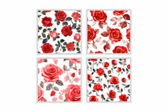 Watercolor Red Rose Digital Paper Pattern Product Image 2