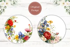 Floral Wreath Coaster, Watercolor Flowers Car Coasters Product Image 2