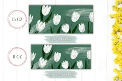 White Tulips Mug, Cartoon Flowers Mug, Floral Mug Design Product Image 2