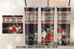 Valentine Dark Vintage Rose Tumbler Wrap Sublimation Designs Product Image 2