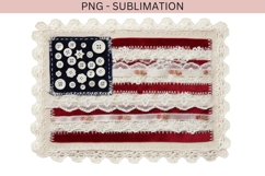 Lace American Flag PNG | Vintage Patriotic Fabric Flag Product Image 3