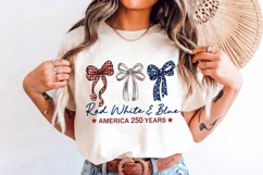Red White &amp; Blue 250 Anniversary PNG T-Shirt|4th of July PNG Product Image 2