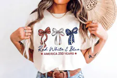 Red White & Blue 250 Anniversary PNG T-Shirt|4th of July PNG Product Image 2
