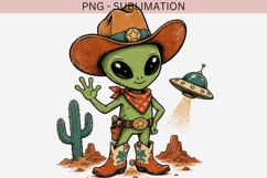 Cowboy Alien PNG | Retro UFO Desert Clipart, Western Alien Product Image 2