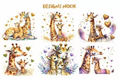Giraffe Clipart, Mom and Baby Clipart Product Image 2