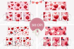 Cartoon Hearts Mug Designs, Red Roses Mug Sublimation Product Image 2