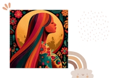 Summer Girl Pillow Template, Hippie Pillow Sublimation Product Image 2