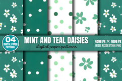 Mint and Teal Daisies Digital Bundle PNG Product Image 3