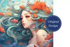 Kawaii Mermaid Tumbler Wrap 20 oz, Mermaid sublimation Product Image 2