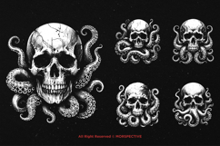 10 Bundle Dark Art Skull Octopus Demon Devil Head Kraken Product Image 3
