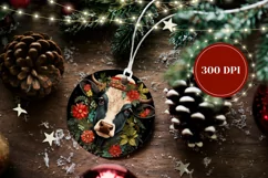 Christmas Cow Ornament Design, Cute Christmas Cow Gift Tag Product Image 2