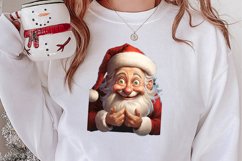 Watercolor Peeking Santa and Snowman Clipart, Christmas PNG Product Image 2