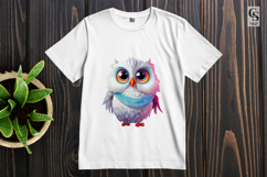 White Owl with Scarf Clipart Sublimation PNG Product Image 2