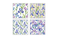 Watercolor Iris Flower Digital Paper Product Image 2