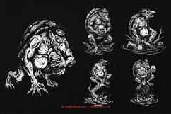 10 Bundle Dark Art Kappa Japanese Yokai Oni Demon Skull Product Image 3