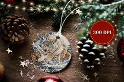 Knitted Winter Wolf Ornament PNG, Merry Christmas Ornament Product Image 2