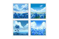 Blue Rose Field Digital Paper Product Image 2