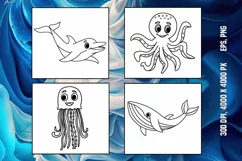 Fabulous Cute Sea Animals for Coloring Pages Product Image 1