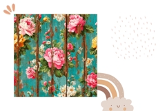 Vintage Flowers Pillow Case Designs, Wooden Pillow PNG Product Image 2