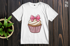 Pink Cupcake with Bow Clipart Sublimation PNG Product Image 2