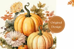 Watercolor Pumpkins Sublimation PNG, Pumpkins Tumbler Wrap Product Image 2