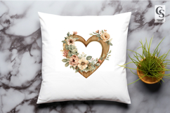 Wooden Floral Heart Frame Clipart Sublimation PNG Product Image 2