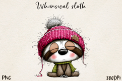 Whimsical Winter Sloths | Cute Cozy Sloth Clipart PNG Product Image 4