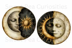 Moon, Sun, Stars, Fantasy, Ephemera, PNG, Clipart Product Image 2